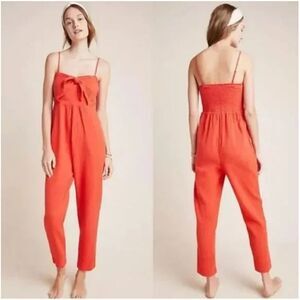 Anthropologie | Saturday Sunday Orange Isabel Tie-Front Jumpsuit | M